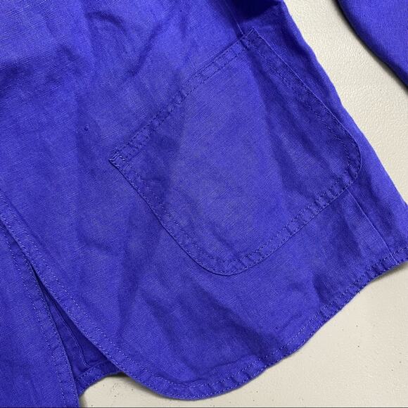 Chicos Light Weight Linen Crossover Jacket Blazer Pockets 3/4 Sleeve Purple Sz 0 - Picture 7 of 7